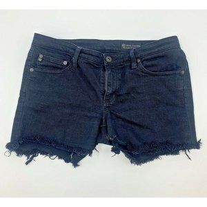 AG Adriano Goldschmied Shorts Womens 31R Low Rise Cut Off Black Denim ~ YaY!